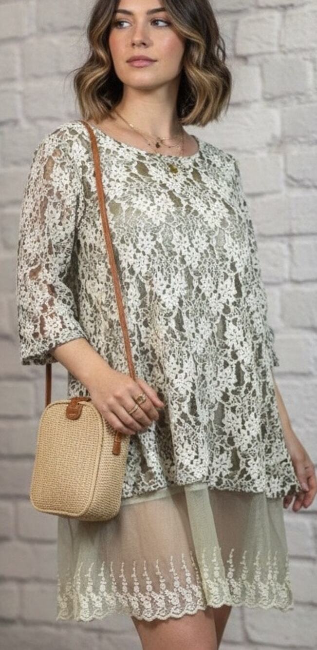 Lady Noiz Vintage Y2K Lace Overlay Dress